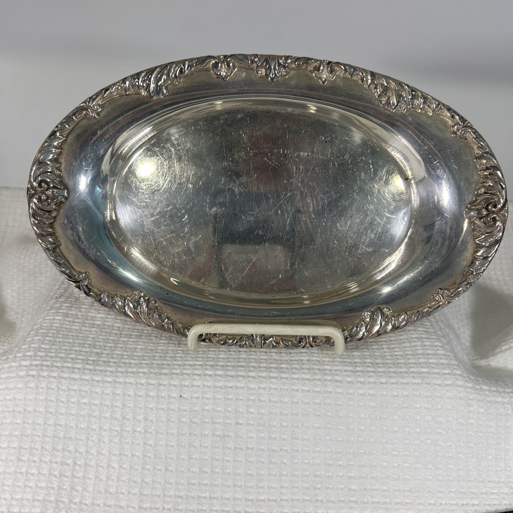 Vtg King Edward Silver Plate Trinket Tray 9"x5.5" Ornate